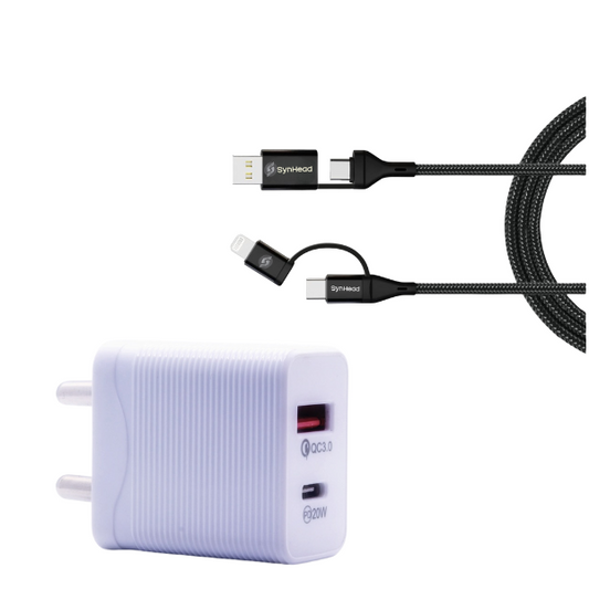 20W USB Charger with 60W 4-in-1 Cable